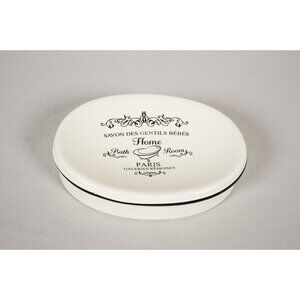 Home Basics Axentia "Paris" Soap Dish Bathroom Accessory Oval Tray Antique White